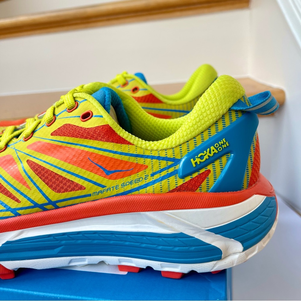 NWT Hoka Mafate Speed 2 Running Shoes Unisex Trail in Flame / Evening Primrose - Picture 5 of 16